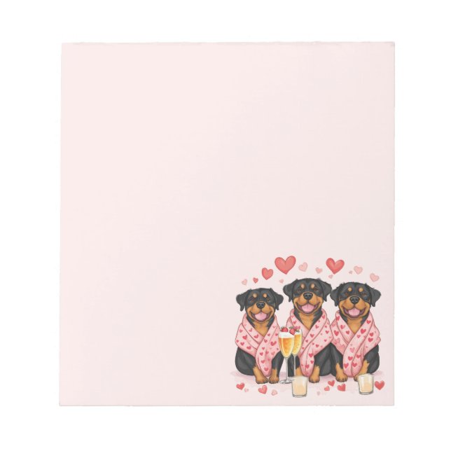 Valentines Day Rottweiler Dogs Notepad (Front)