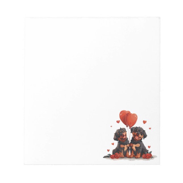 Valentines Day Rottweiler Dogs Notepad (Front)