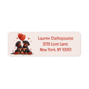 Valentines Day Rottweiler Dogs Return Address Label