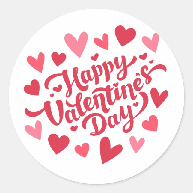 Valentine's Day Round Classic Round Sticker (Front)