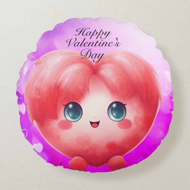 Valentine's Day Round Pillow (Front)