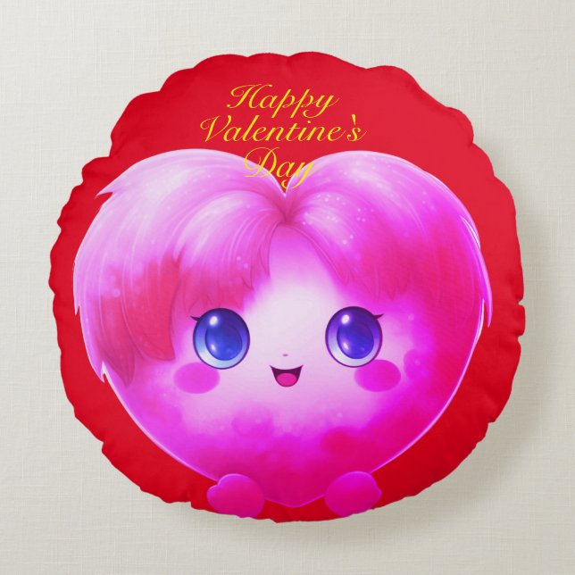 Valentine's Day Round Pillow (Front)