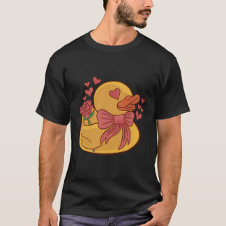 Valentine'S Day Rubbers Ducks Print Cute And Roman T-Shirt