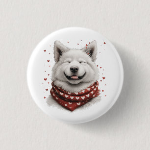 Valentines Day Samoyed Dog 3 Cm Round Badge