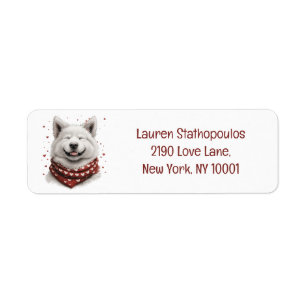 Valentines Day Samoyed Dog Return Address Label