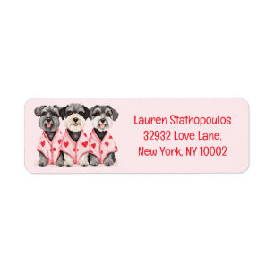 Valentines Day Schnauzer Dogs Return Address Label