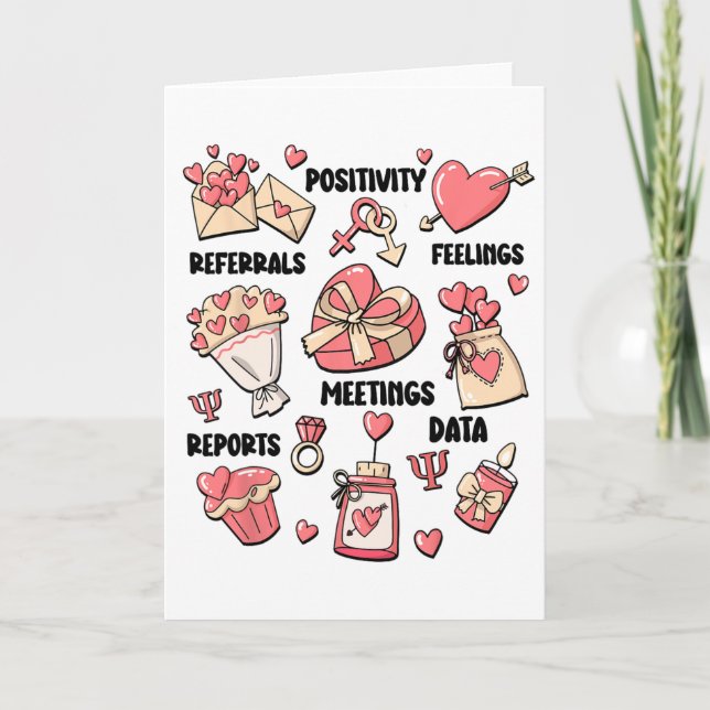 Valentine's Day School Psychologist School Psych T Card (Front)