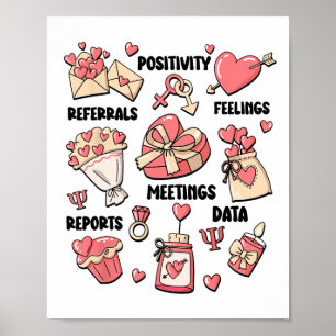 Valentine's Day School Psychologist School Psych T Poster