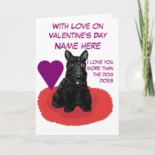 Valentine's Day Scottish Terrier Customisable Card (Front)