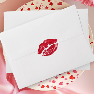 Valentine's Day Sealed with a Kiss Lipstick Print Envelope