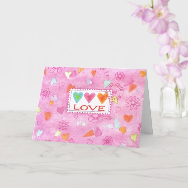 Valentine's Day Sending LOVE to You Greeting Card (Orchid)