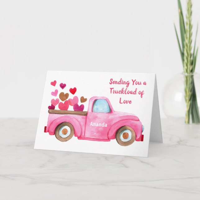 Valentine's Day Sending You Love Personalised Name Holiday Card (Front)