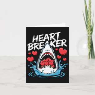 Valentines Day Shark Heart Breaker Boys Kids Card