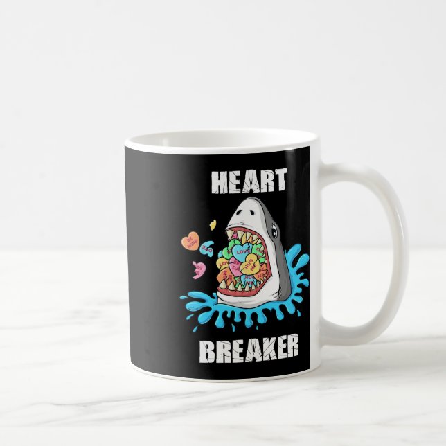 Valentines Day Shark Heart Breaker Fun Boys Kids  Coffee Mug (Right)