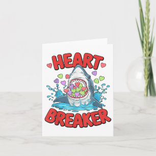 Valentines Day Shark Heart Breaker Funny Boys Kids Card