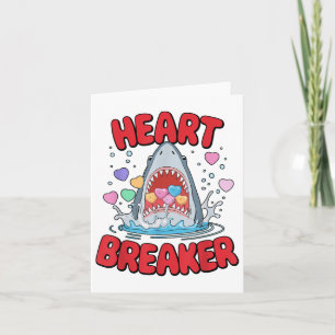 Valentines Day Shark Heart Breaker Funny Boys Kids Card