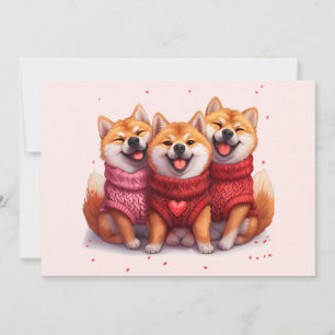 Valentines Day Shiba Inu Dogs Holiday Card