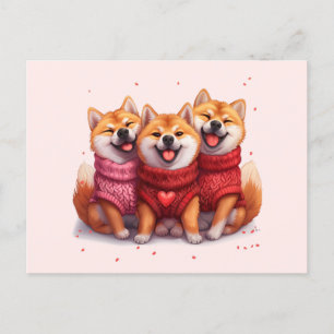 Valentines Day Shiba Inu Dogs Postcard