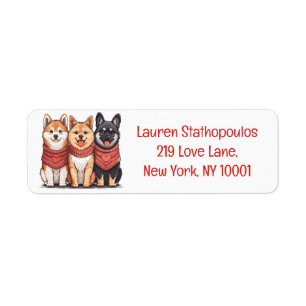 Valentines Day Shiba Inu Dogs Return Address Label