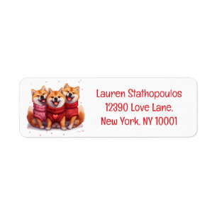 Valentines Day Shiba Inu Dogs Return Address Label
