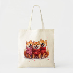 Valentines Day Shiba Inu Dogs Tote Bag
