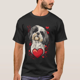 Valentine's Day Shih Tzu Dog Vector T-Shirt