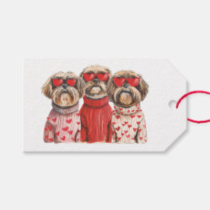 Valentines Day Shih Tzu Dogs Gift Tags