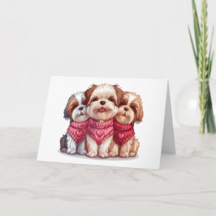 Valentines Day Shih Tzu Dogs Holiday Card