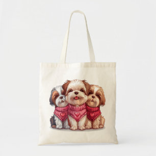 Valentines Day Shih Tzu Dogs Tote Bag