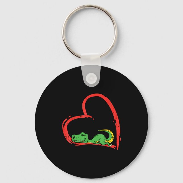 Valentines Day Shirt Funny Heart Trex Sleeng Dinos Key Ring (Front)