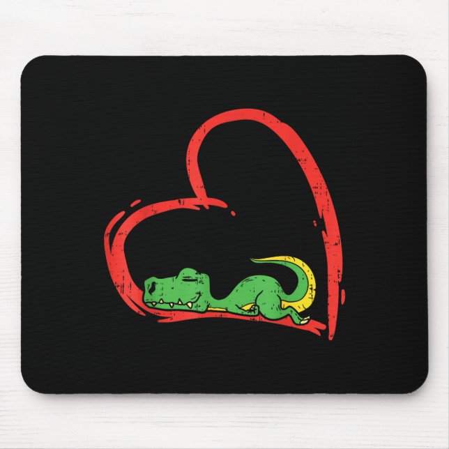 Valentines Day Shirt Funny Heart Trex Sleeng Dinos Mouse Pad (Front)