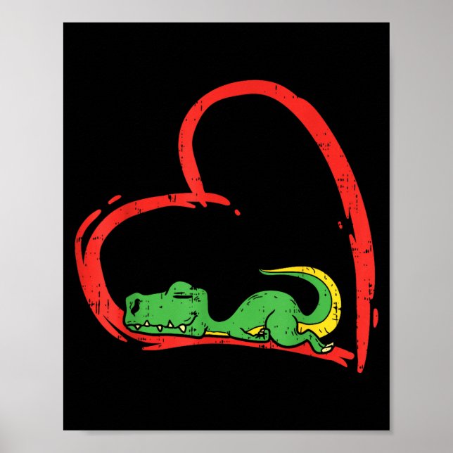 Valentines Day Shirt Funny Heart Trex Sleeng Dinos Poster (Front)