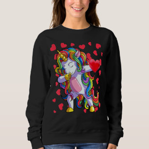 Valentine's Day Shirt Girls Women Dabbing Unicorn 