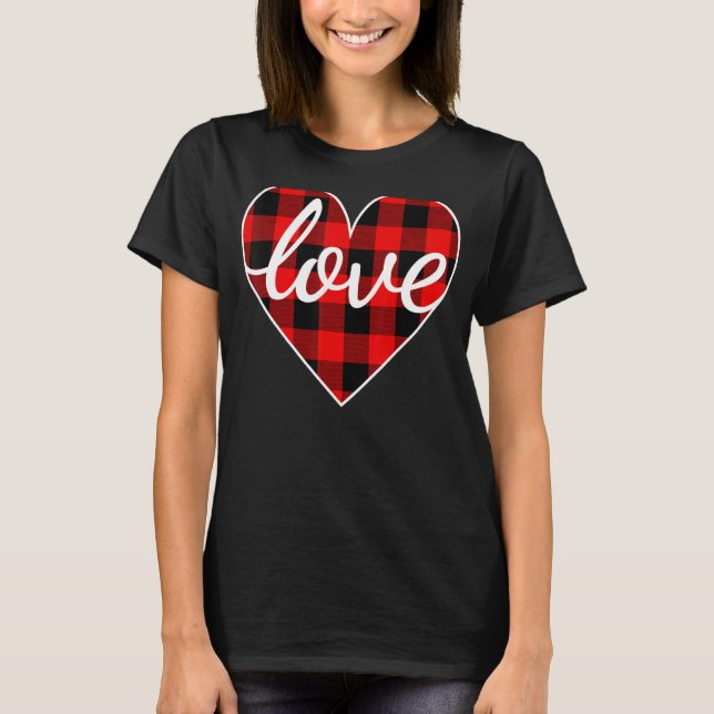 Valentines Day Shirt Women Men Kids Buffalo Plaid  (Front)
