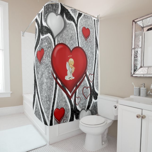 Valentine's Day Shower Curtain, Angel Shower Curtain (In Situ)