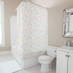 Valentine's Day Shower Curtain, Colorful Hearts Curtain