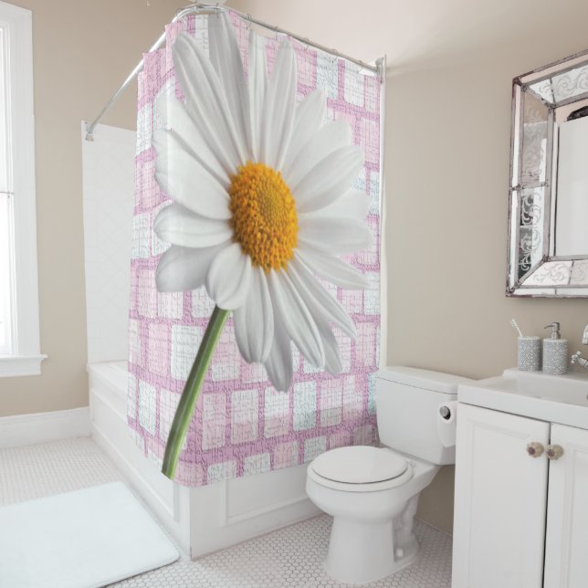 Valentine's Day Shower Curtain, Daisy Curtain (In Situ)