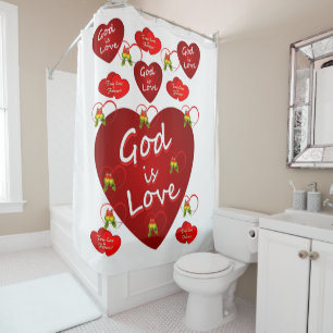 Valentine's Day Shower Curtain God is Good
