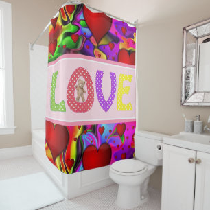 Valentine's Day Shower Curtain, Love Curtain