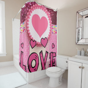 Valentine's Day Shower Curtain, Love Curtain