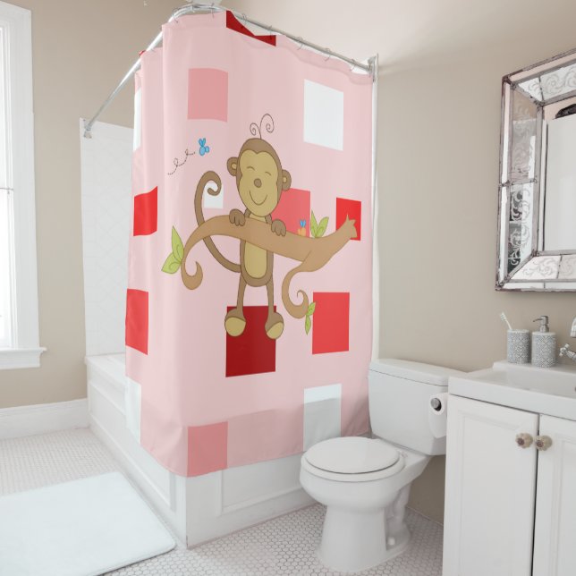 Valentine's Day Shower Curtain, Monkey Shower Curtain (In Situ)