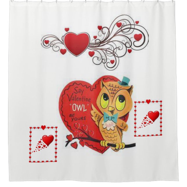 Valentine's Day Shower curtain Owl (Front)