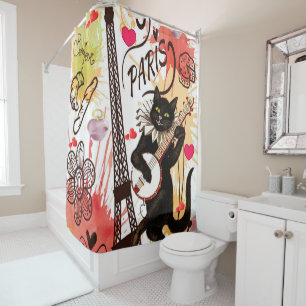 Valentine's Day Shower Curtain, Paris France Curtain