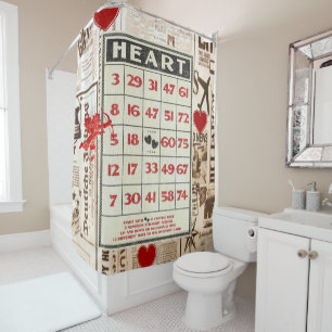 Valentine's Day Shower Curtain, Vintage Curtain