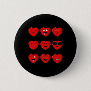Valentines Day Silly Faces Hearts Fun Boys Girls K 6 Cm Round Badge