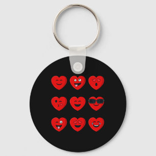 Valentines Day Silly Faces Hearts Fun Boys Girls K Key Ring