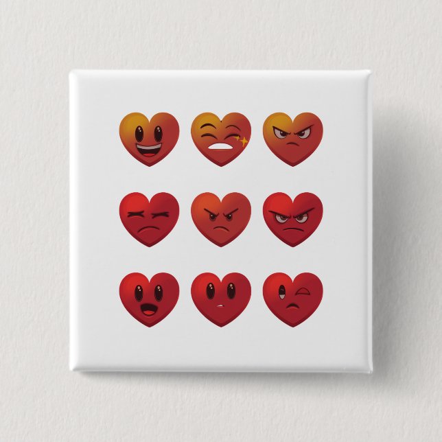 Valentines Day Silly Faces Hearts Funny 15 Cm Square Badge (Front)