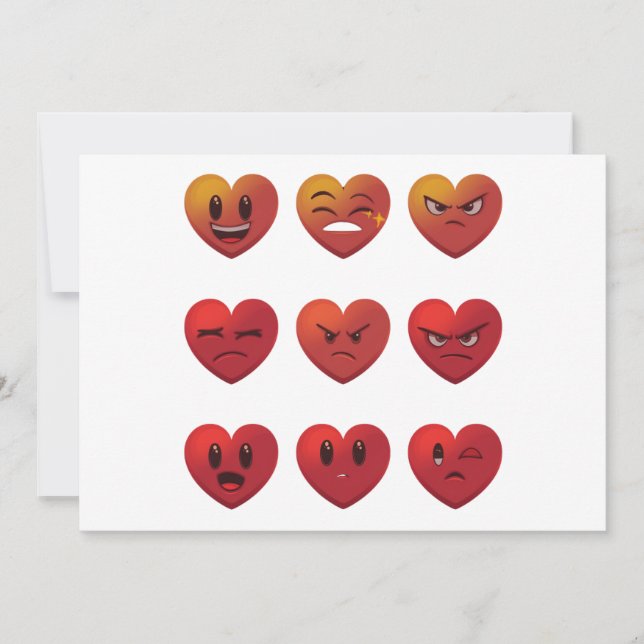 Valentines Day Silly Faces Hearts Funny Invitation (Front)