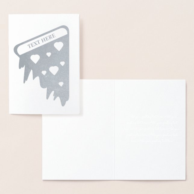Valentines Day Silver Grey Pizza Foil Card (Display)