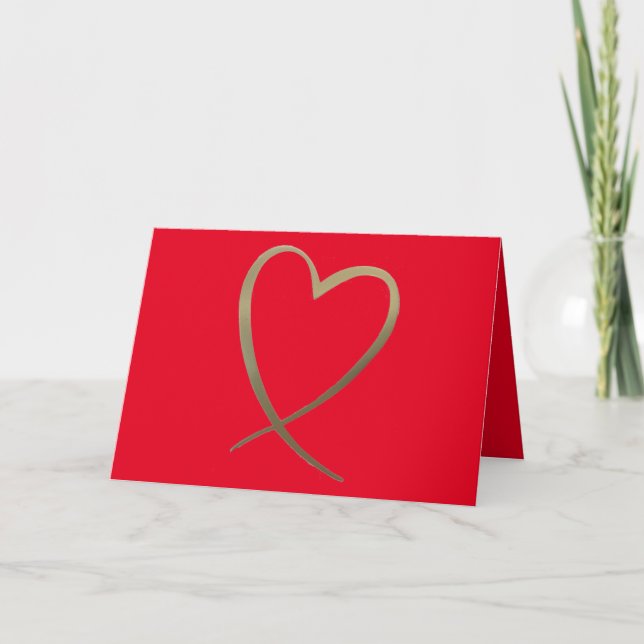 Valentines Day Simple Heart Red Holiday Card (Front)